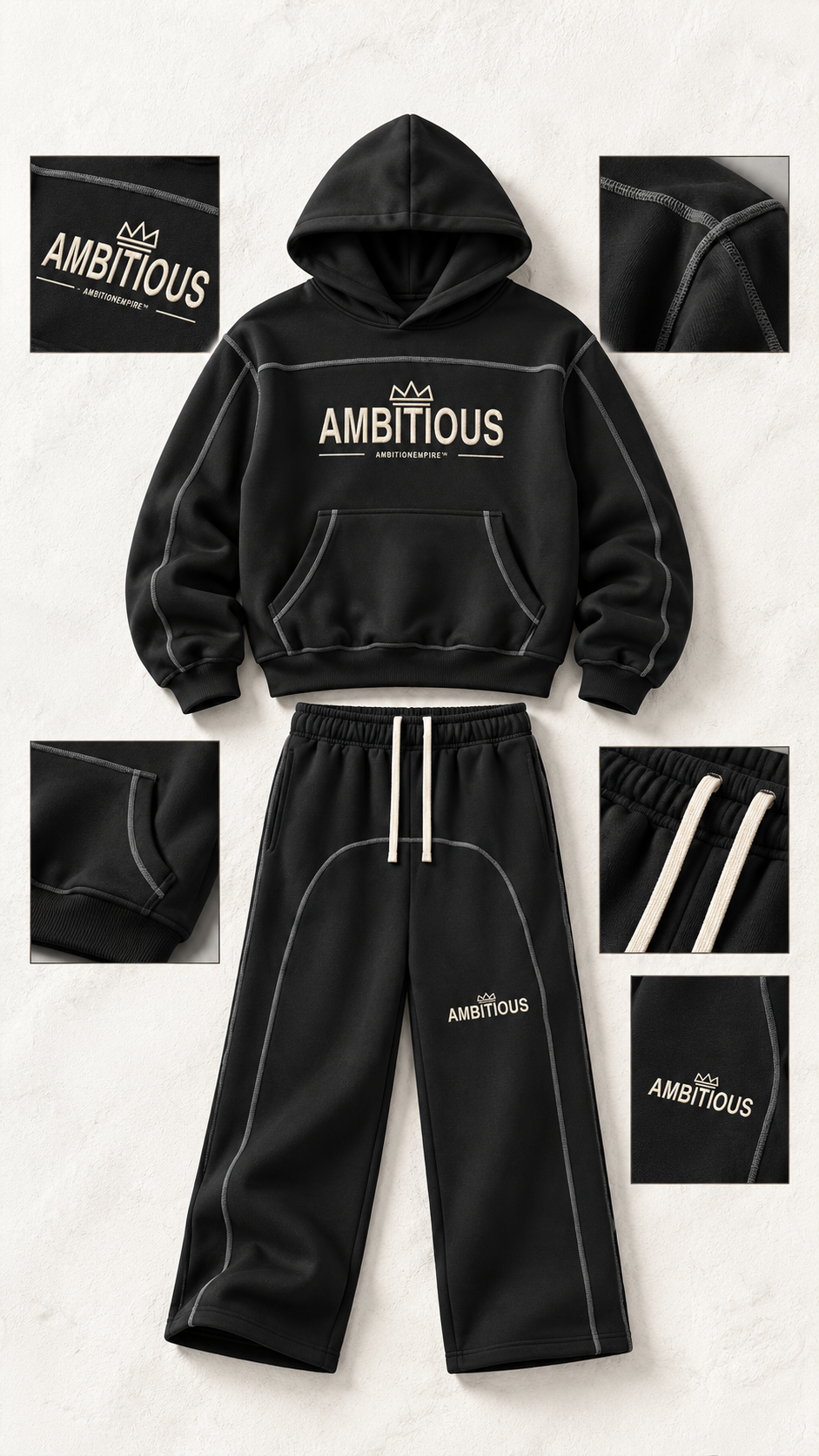 AMBITIOUS™ Oversized Hoodie & Wide-Leg Joggers Set